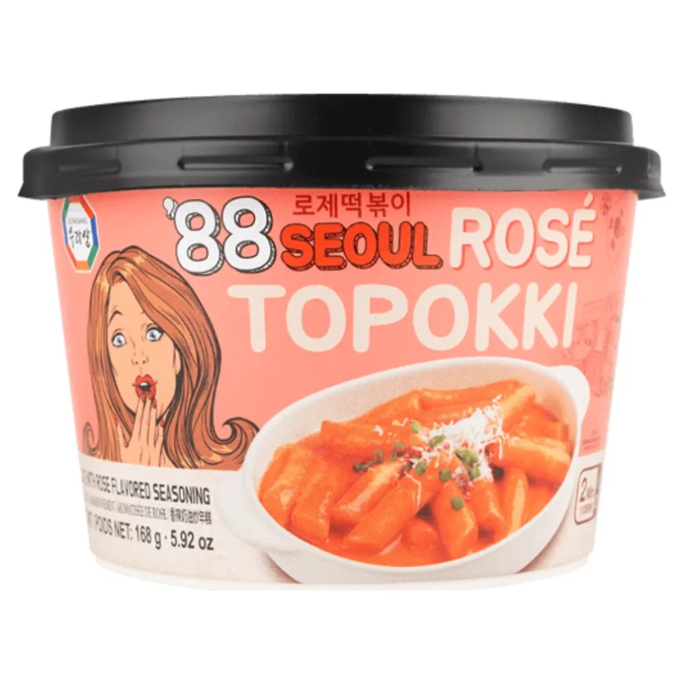 SURASANG Рисовые клецки в бумажной чашке СЫРНО-СЛИВОЧНЫЙ ВКУС с соусом ROSE