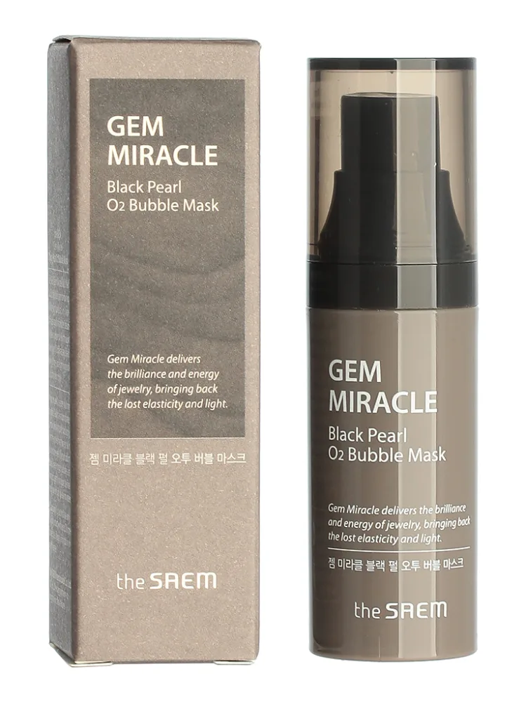 THE SAEM Маска для лица кислородная ЭКСТРАКТ ЖЕМЧУГА Gem Miracle Black Pearl O2 Bubble Mask