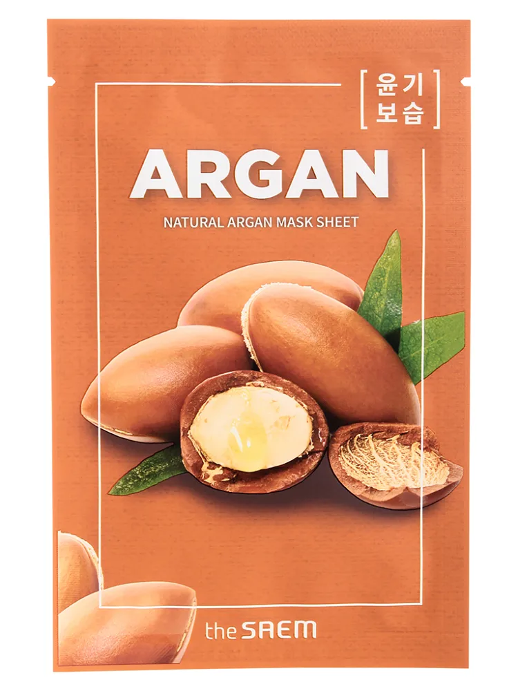 THE SAEM Маска для лица тканевая ЭКСТРАКТ АРГАНЫ Natural Argan Mask Sheet