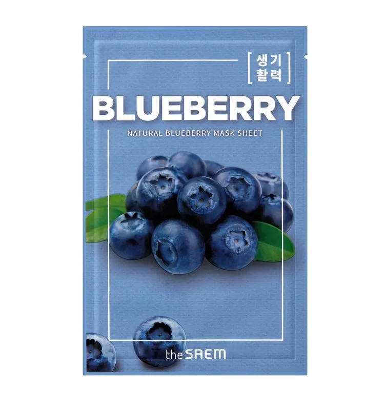 THE SAEM Маска для лица тканевая ЭКСТРАКТ ЧЕРНИКИ Natural Blueberry Mask Sheet