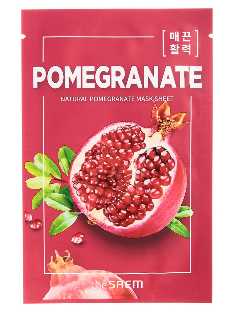 THE SAEM Маска для лица тканевая ЭКСТРАКТ ГРАНАТА Natural Pomegranate Mask Sheet