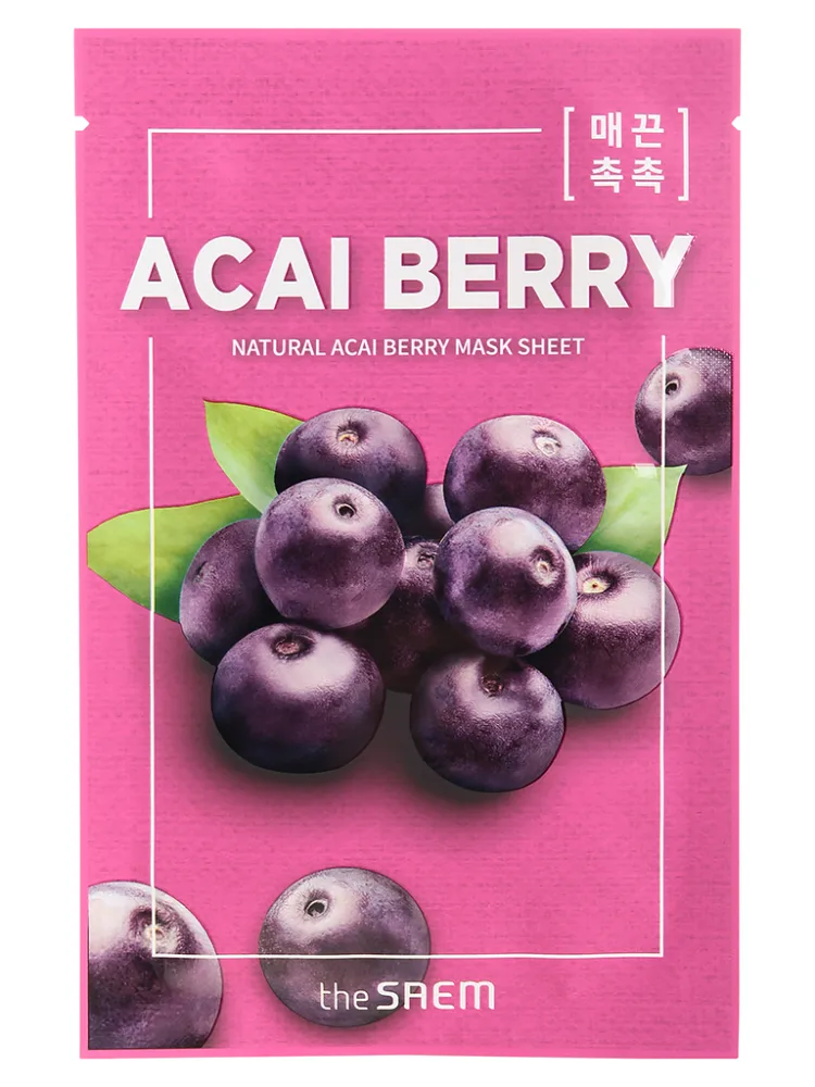 THE SAEM Маска для лица тканевая ЭКСТРАКТ ЯГОД АСАИ Natural Acai Berry Mask Sheet