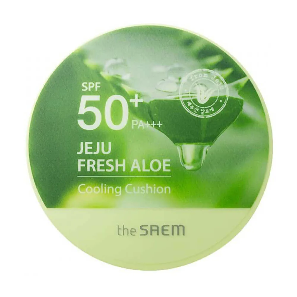 THE SAEM Освежающий кушон с алоэ The Saem Jeju Fresh Aloe Cooling Cushion Natural Beige SPF50+ PA+++