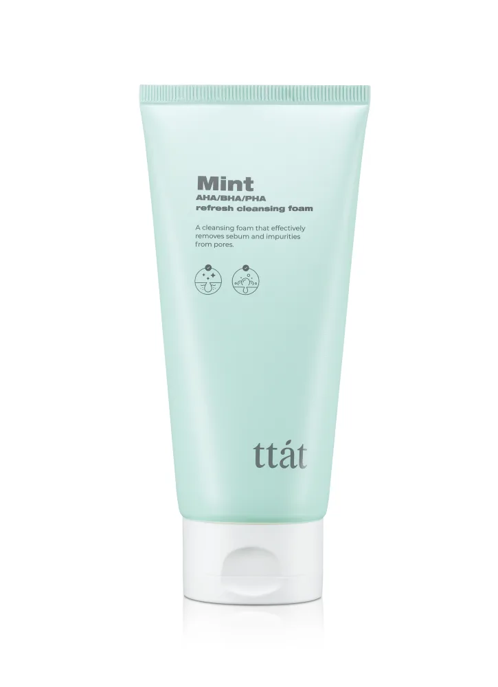 TTAT Пенка для умывания МЯТА и AHA/BHA/PHA кислоты MINT AHA/BHA/PHA REFRESH CLEANSING FOAM
