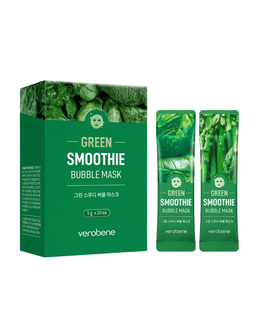 VEROBENE Маска для лица кислородная смузи 11 ЭКСТРАКТОВ ЗЕЛЕНЫХ ОВОЩЕЙ Verobene Green Smoothie Bubble Mask, 10 шт*5 гр