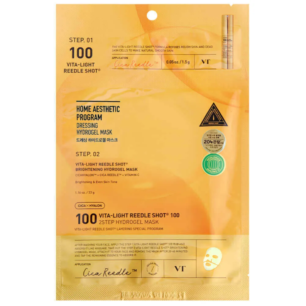 VT COSMETICS Осветляющая гидрогелевая маска с микроиглами VT Cosmetics Vita-Light Reedle Shot 100 2Step Hydrogel Mask
