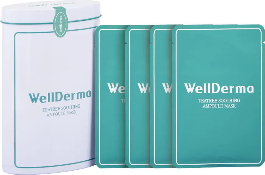 WELLDERMA НАБОР Тканевая маска для лица ЧАЙНОЕ ДЕРЕВО Teatree Soothing Ampoule Mask, 10 шт * 20 мл