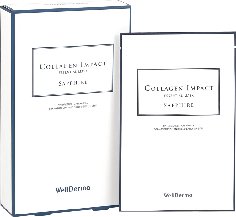 WELLDERMA НАБОР Тканевая маска для лица УВЛАЖНЕНИЕ Collagen Impact Essential Mask Sapphire, 10 шт * 25 мл