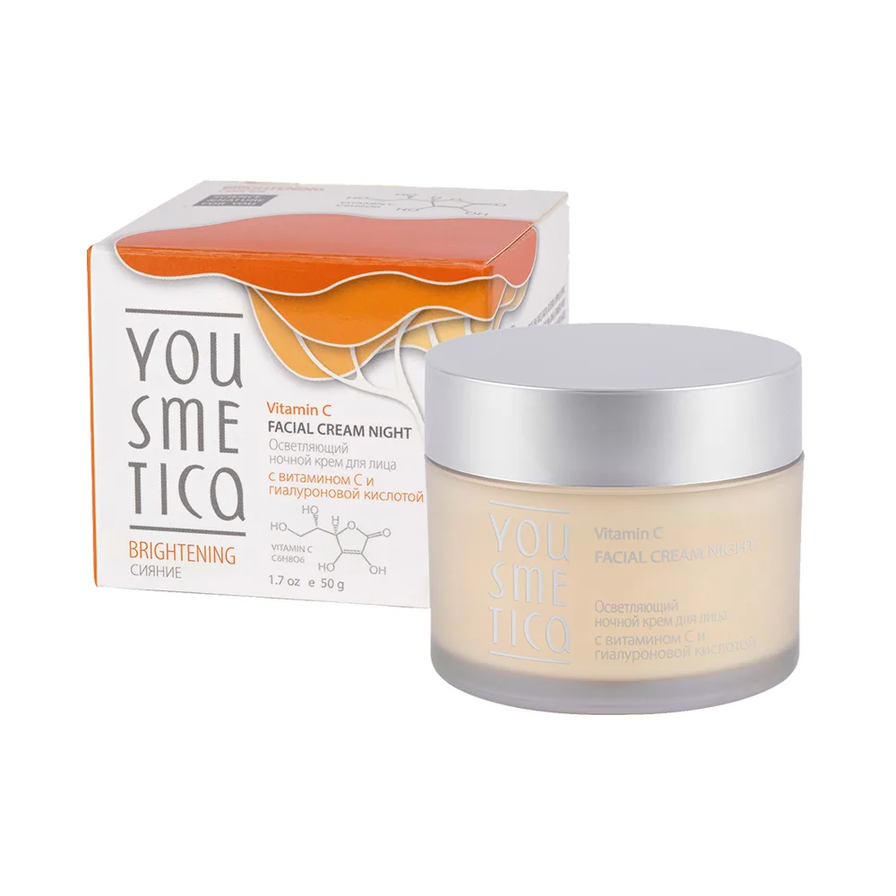 YOUSMETICA Крем для лица ночной осветляющий ВИТАМИН С И ГИАЛУРОНОВАЯ КИСЛОТА Vitamin C Facial Cream Night