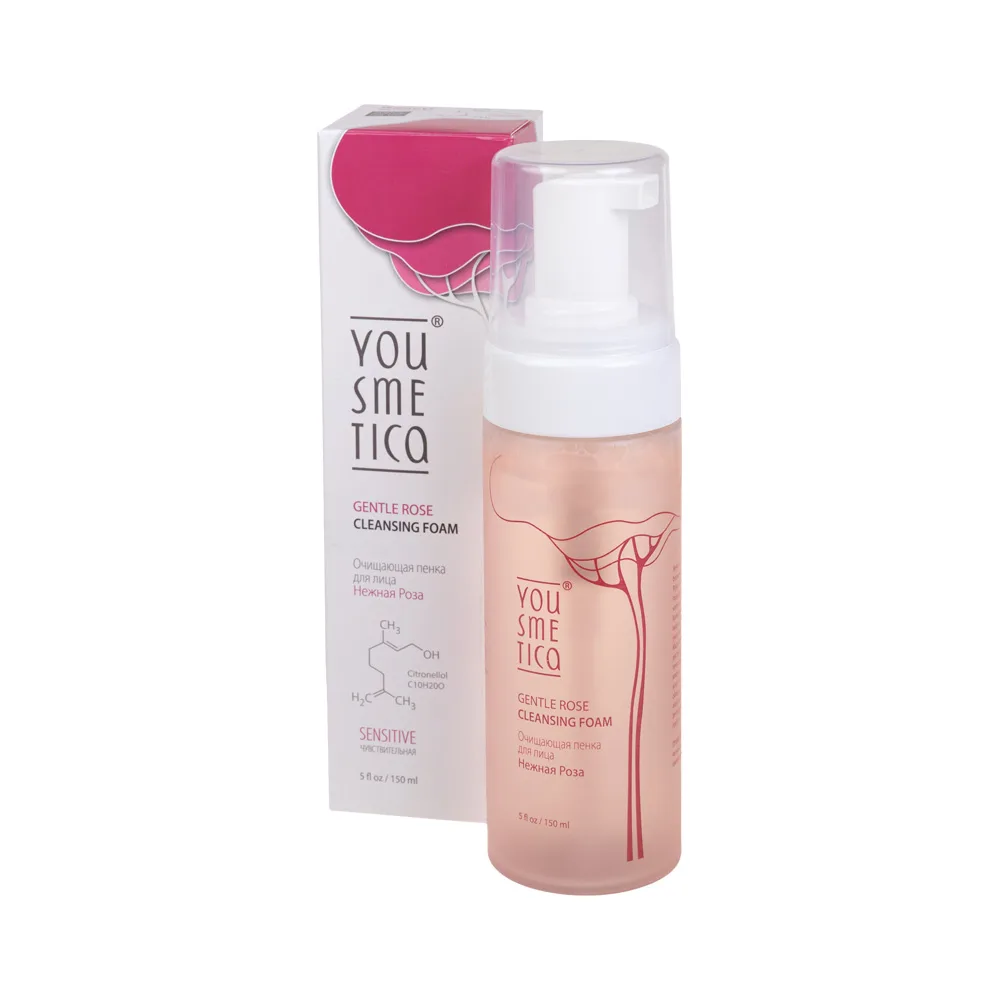 YOUSMETICA Пенка для лица НЕЖНАЯ РОЗА очищающая Gentle Rose Cleansing Foam