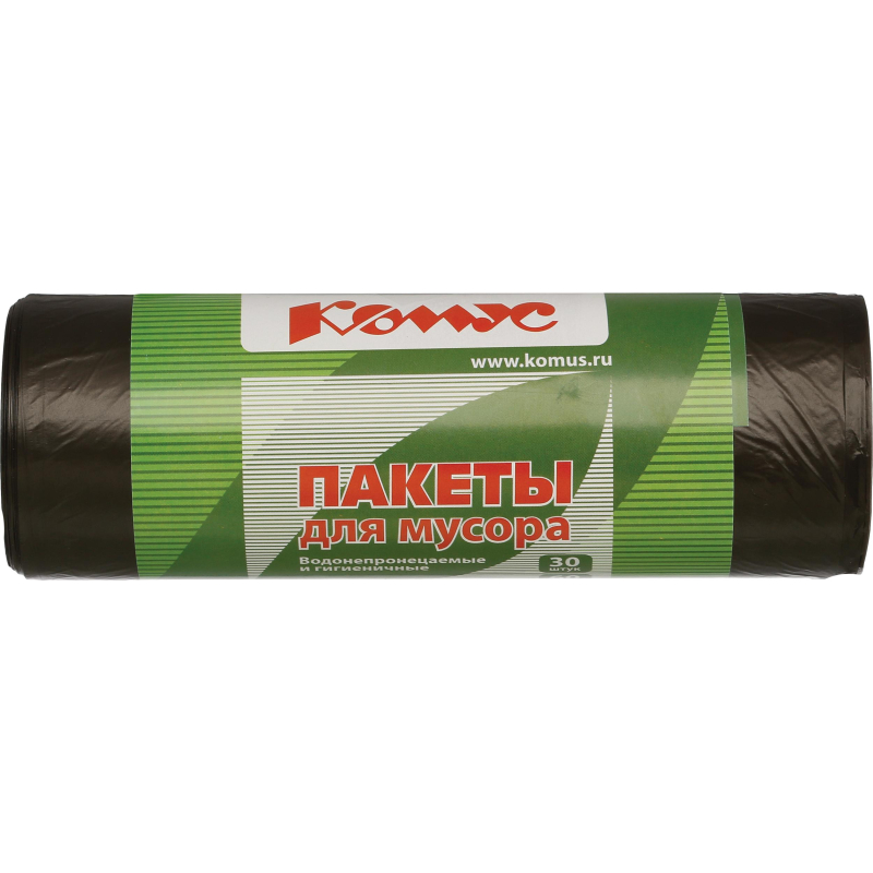 Мешки для мусора ПНД 60л 58х68см 10мкм черные 30шт/рул Комус