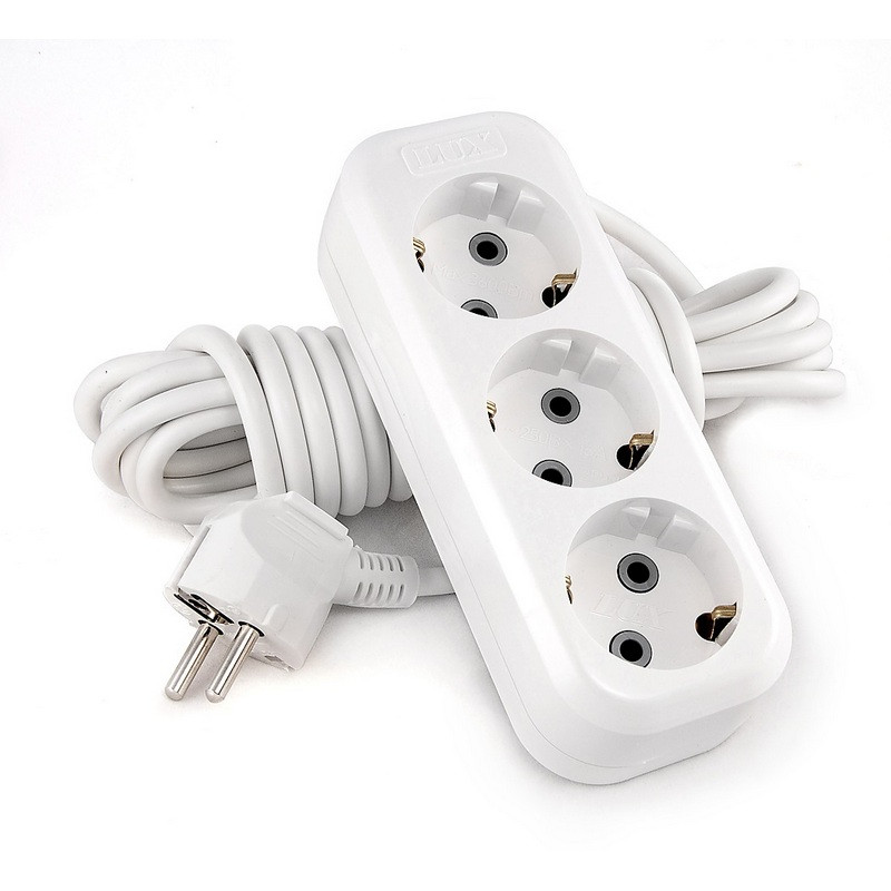 Удлинитель LUX У3-Е-03 3 входа 3м  с заземлением, 250В, 16А