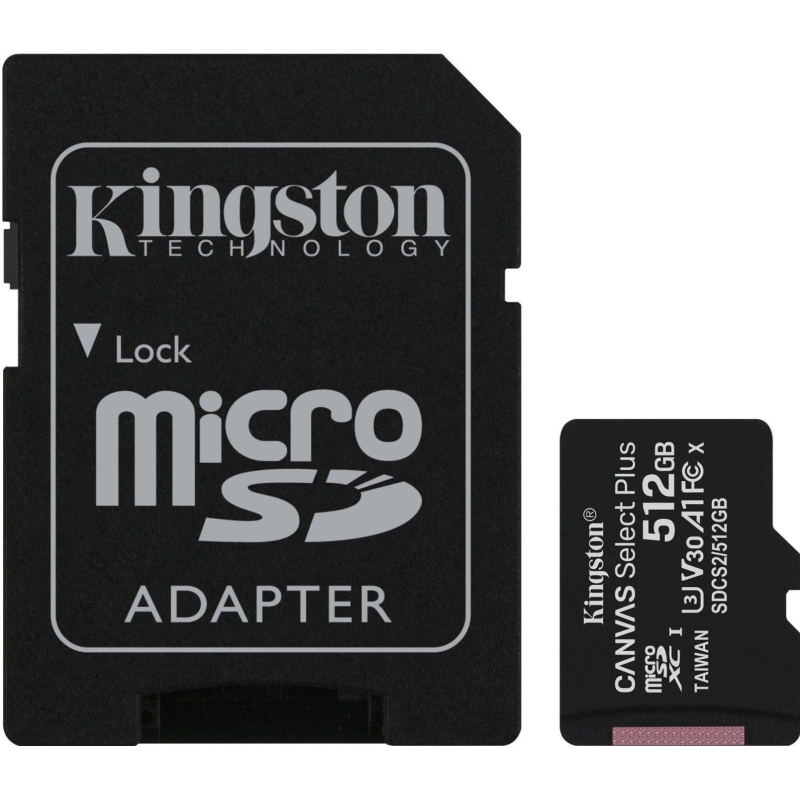 Карта памяти Kingston Canvas Select Plus microSDXC UHS-I +ад, SDCS2/512GB