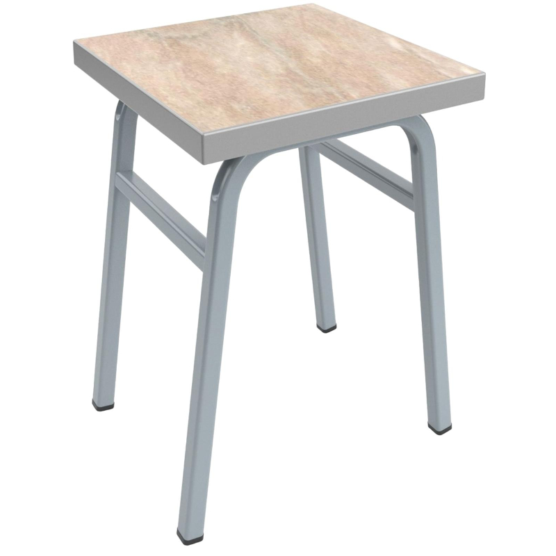 Табурет MET_пластик мрамор беж/серый