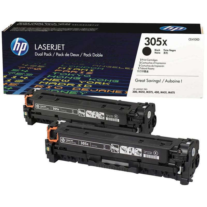 Картридж лазерный HP 305X CE410XD чер. для CLJ Pro 300 Color M351(2шт/уп)