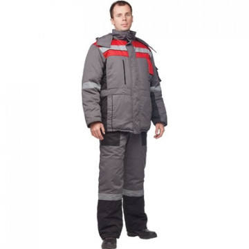 Костюм рабочий зимний з33-КПК сер/красн с СОП (р.60-62) 170-176