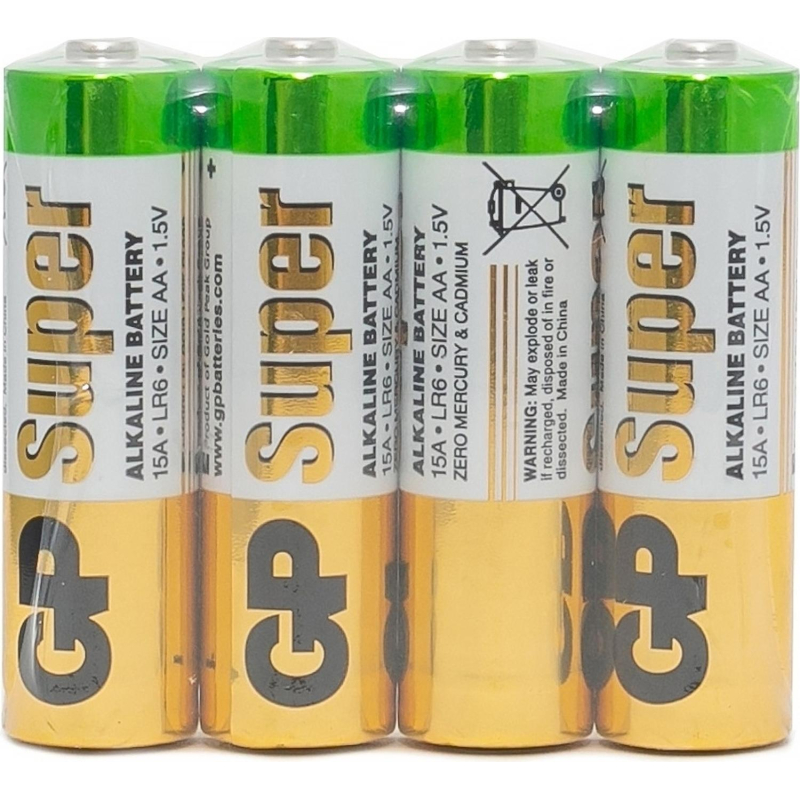 Батарейка GP Super эконом AA/LR6/15A 4шт/уп 15ARS-2SB4/GP24AA21RA-2CRS4