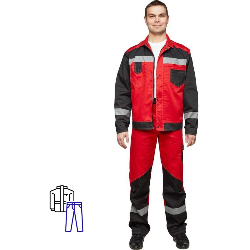 Костюм рабочий летний муж  л21-КБР крас/черн (р.56-58) 170-176 (серия Л)