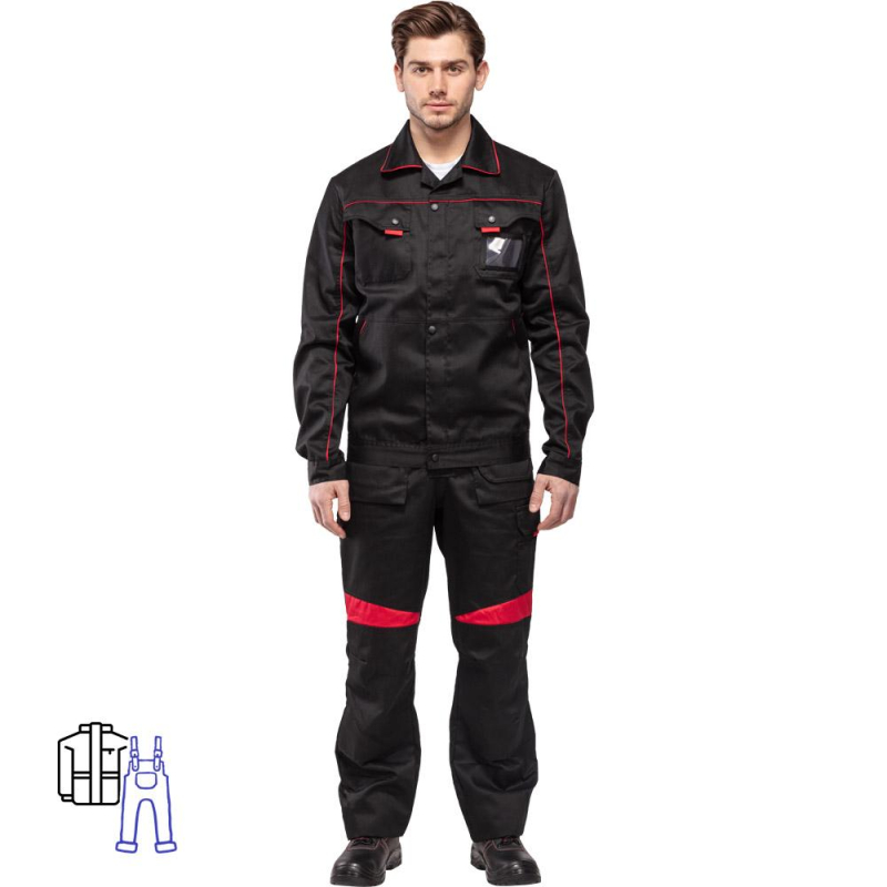 Костюм рабочий летний муж. л29-КПК черн/красн (р.44-46) 170-176