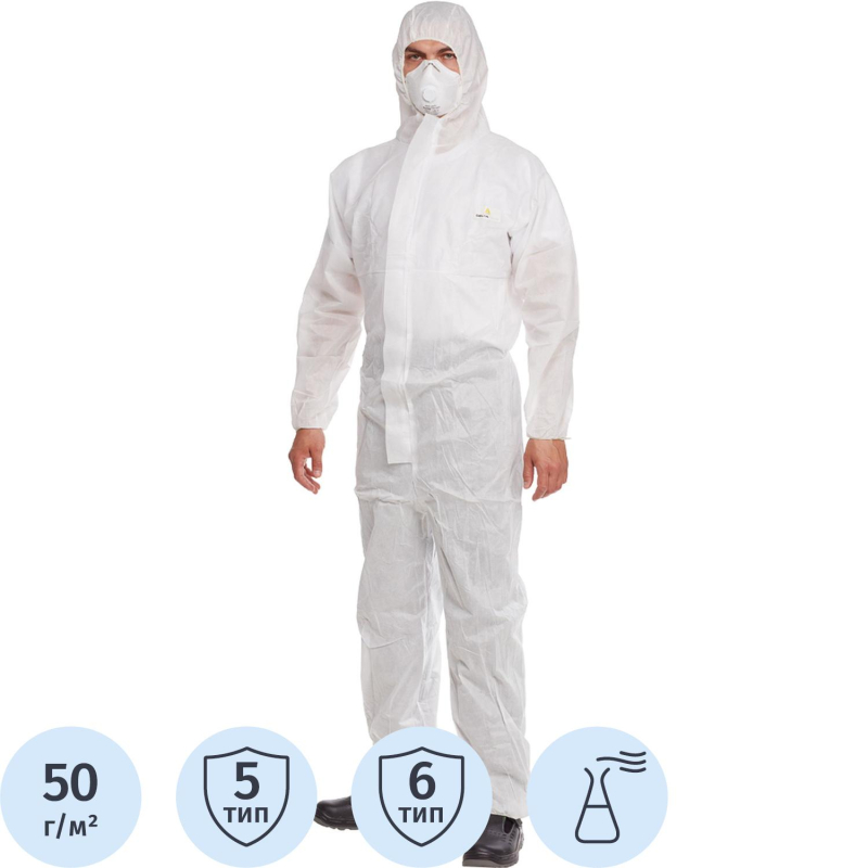 Комбинезон одноразовый с кап DELTA PLUS DT215 бел р-р XXL (DT215XX)