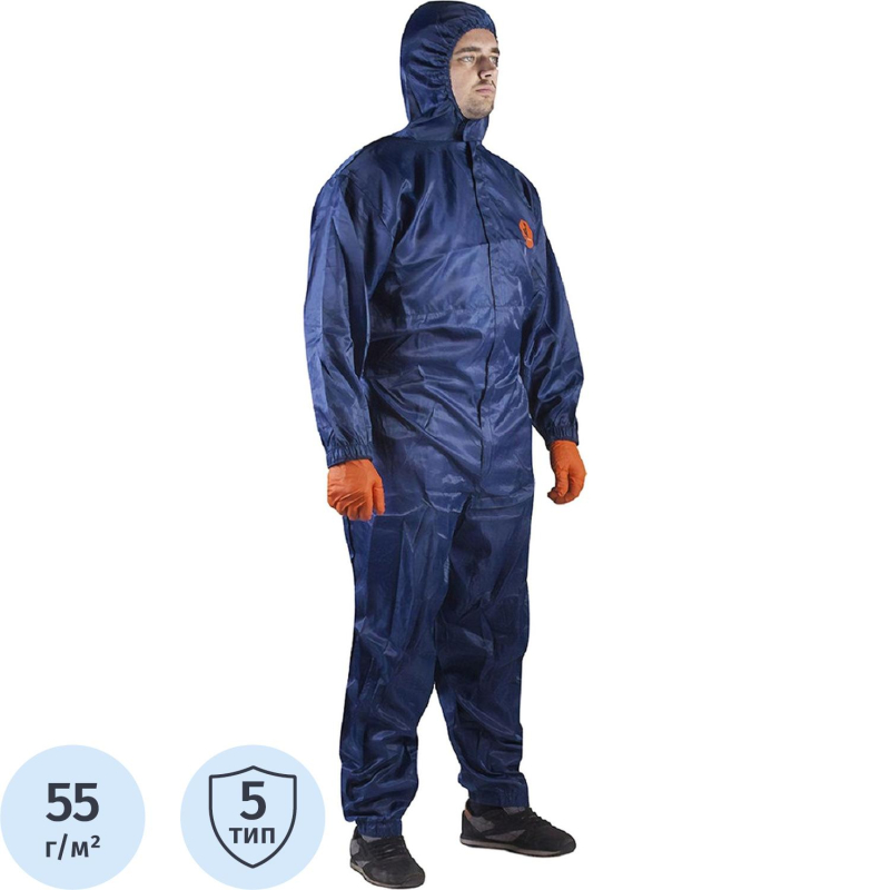 Комбинезон многоразовый защитный с капюшоном Jeta Safety JPC75b синий р. L