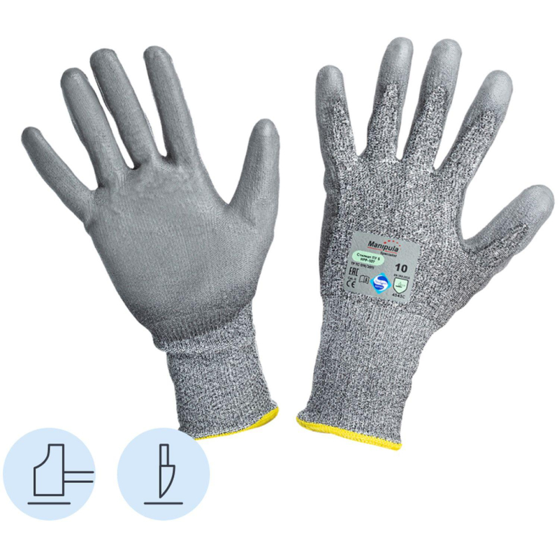 Перчатки защитные от порезов Manipula Стилкат ПУ 5 (HPP-107/MG-466)р10