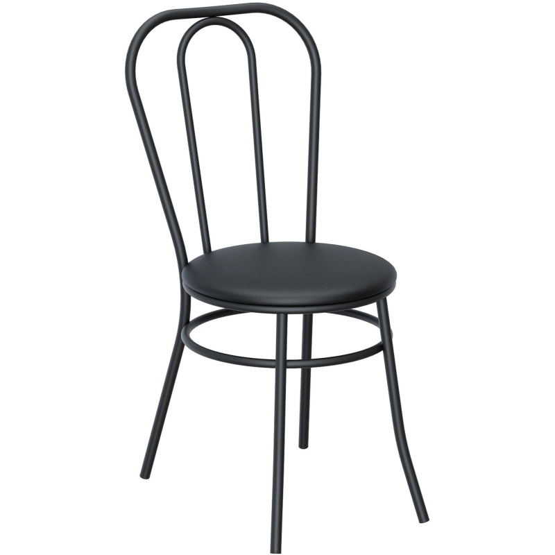 Стул для столовых AM_Венский каркас  9005 черный сиденье к/з черный
