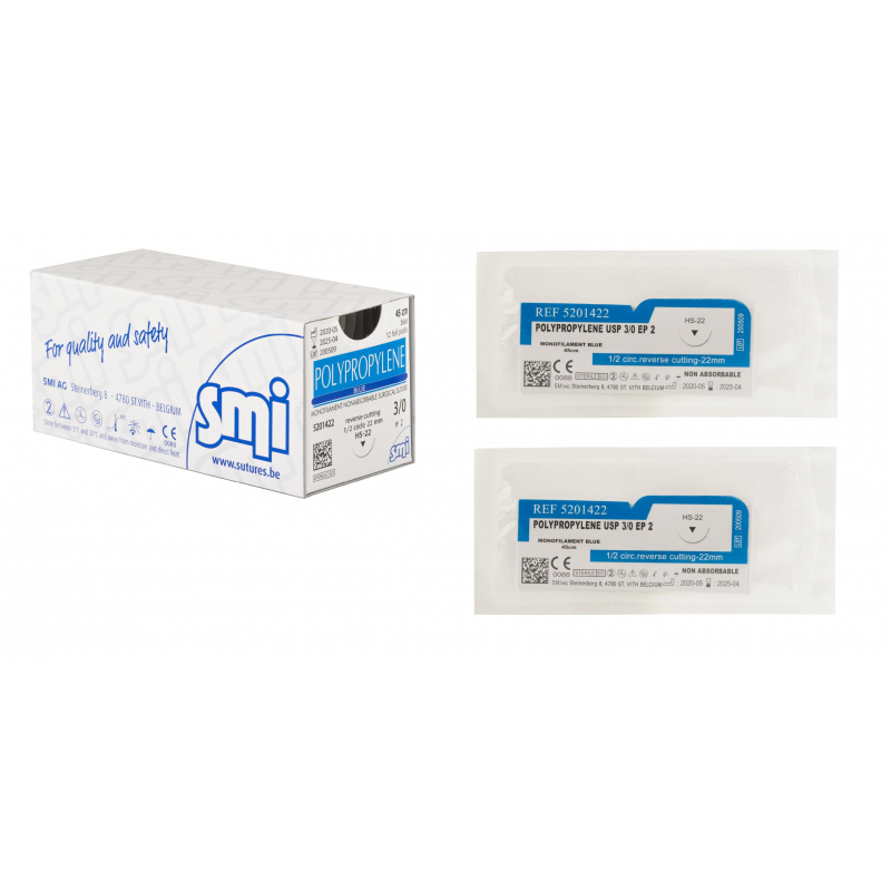 Шовный материал Полипропилен 3/0, 45 см обр-реж 22 мм, 1/2 5201422 12шт/уп