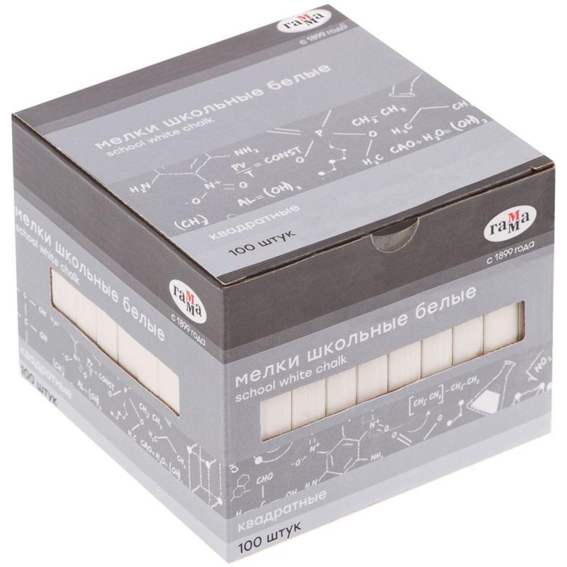 Мел школьный Гамма белые 100 штук, мягкие, квадратные, 2308193