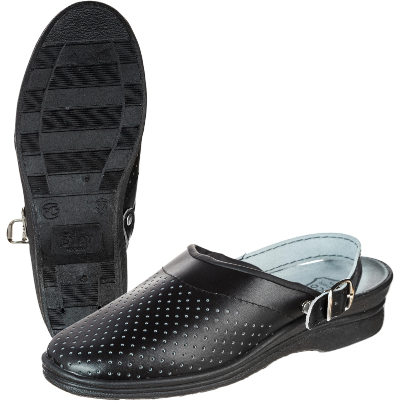 Сабо жен.нат.кожа цв.чёрный(р.36) (4-12-7)