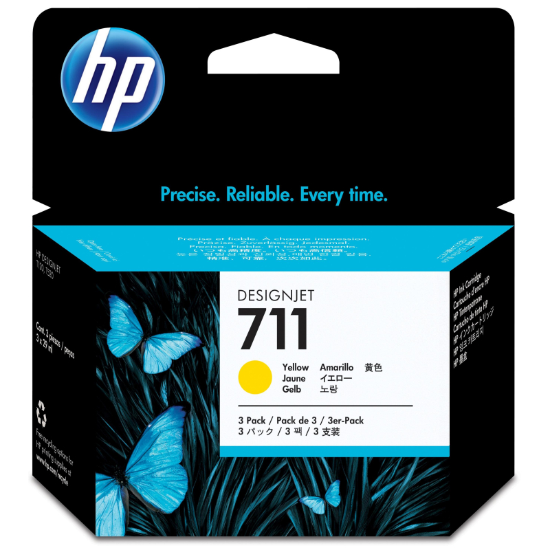 Картридж струйный HP 711 CZ136A жел. для DgnJ T120/520 (3шт/уп)
