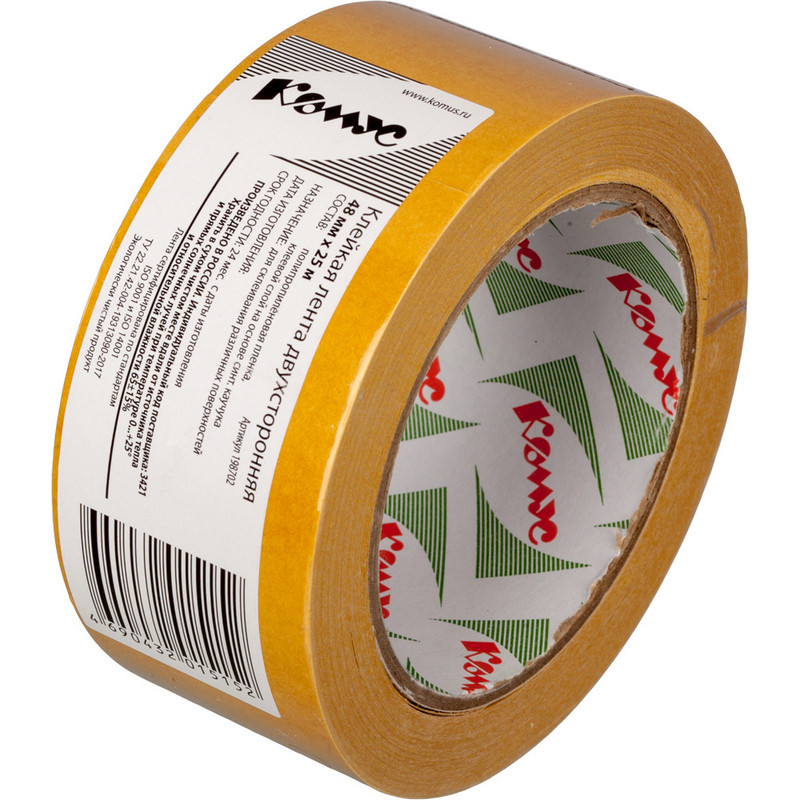 Клейкая лента двусторонняя Комус 48мм х 25м, полипропилен