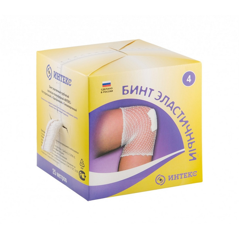 Перевяз. ср-ва Бинт эластичный трубчатый, размер №4 25 метров Интекс