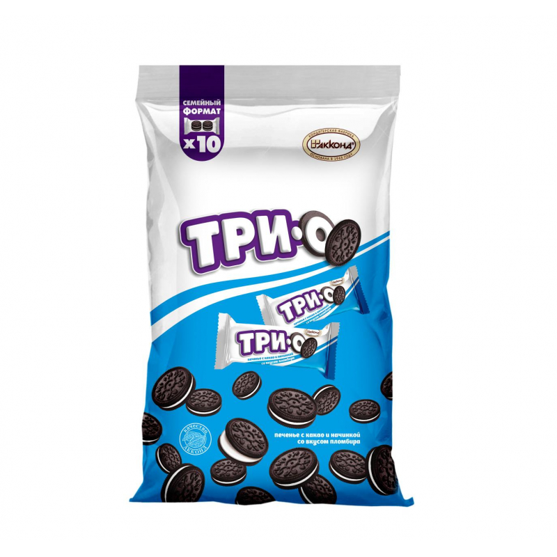 Печенье ТРИО какао с начинкой со вк.Пломбира Акконд, 460г