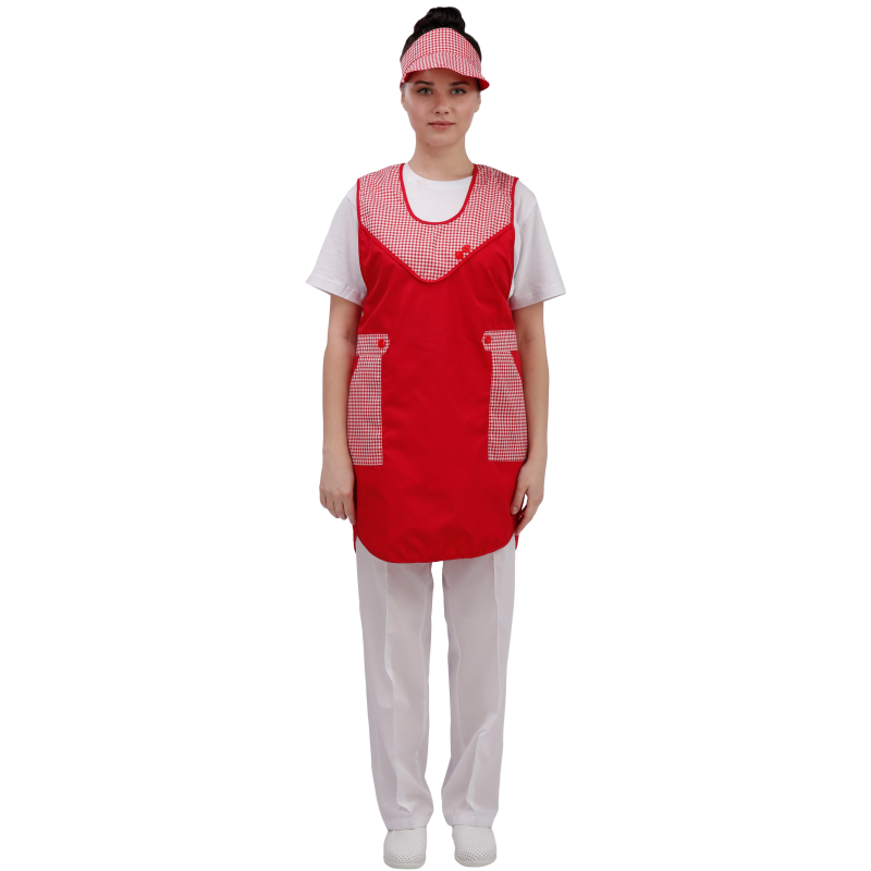 Фартук сарафан Фантазия красный с козырьком