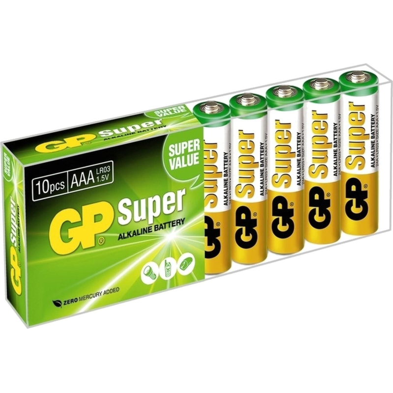 Батарейка GP Super AAA/LR03/24A 24A-2CRB10/24AA21-2CRPAB10 алкал.,10 шт/уп