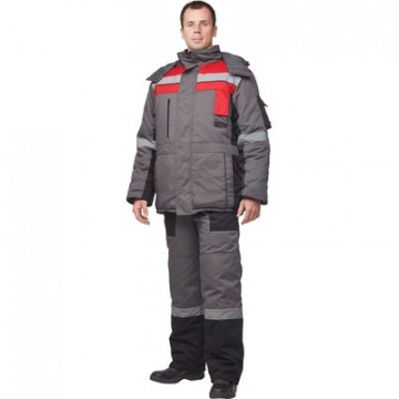Костюм рабочий зимний з33-КПК сер/красн с СОП (р.60-62) 170-176