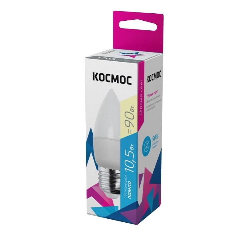Лампа светодиодная КОСМОС BASIC CN 10.5W 220V E27 3000K