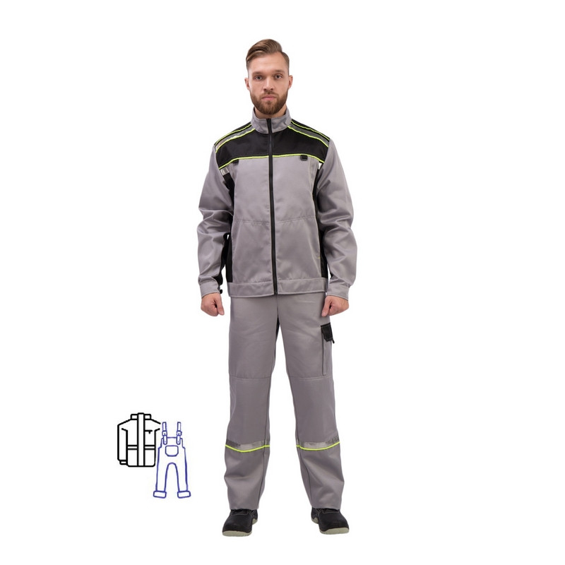 Костюм рабочий летний муж. л26-КПК сер/черн (р.52-54) 170-176
