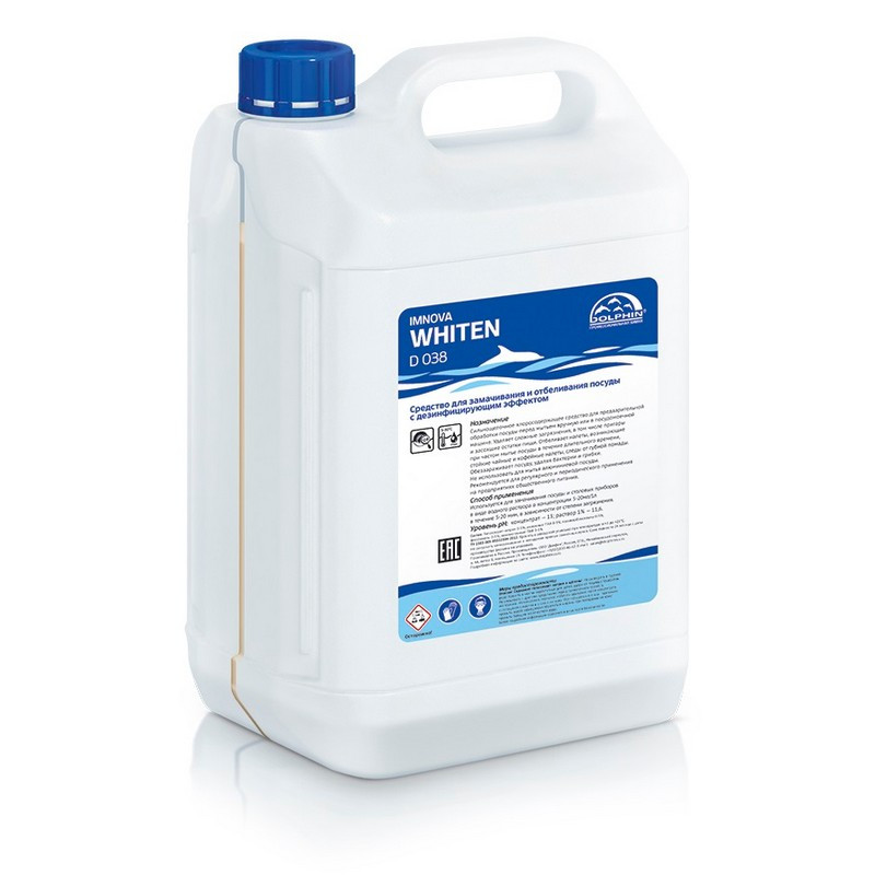 Профхим д/посуды замач/отбел, хлорн. с дез-эфф Dolphin/Imnova WHITEN,5л
