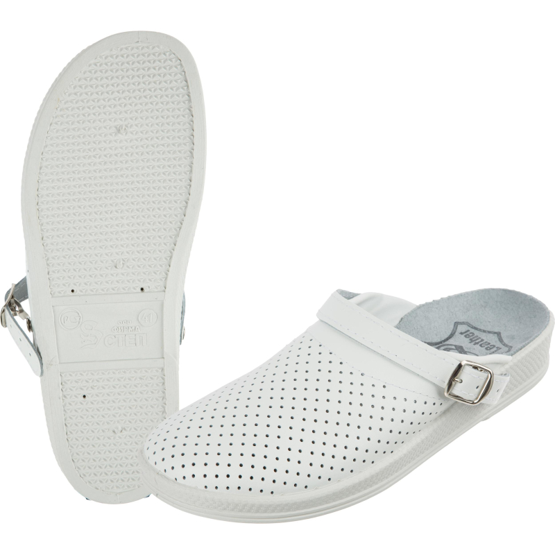 Сабо муж.нат.кожа цв.белый(р.45) (10-12-7)