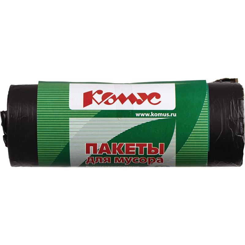 Мешки для мусора ПНД 60л 58х68см 10мкм черные 30 шт/рул Комус