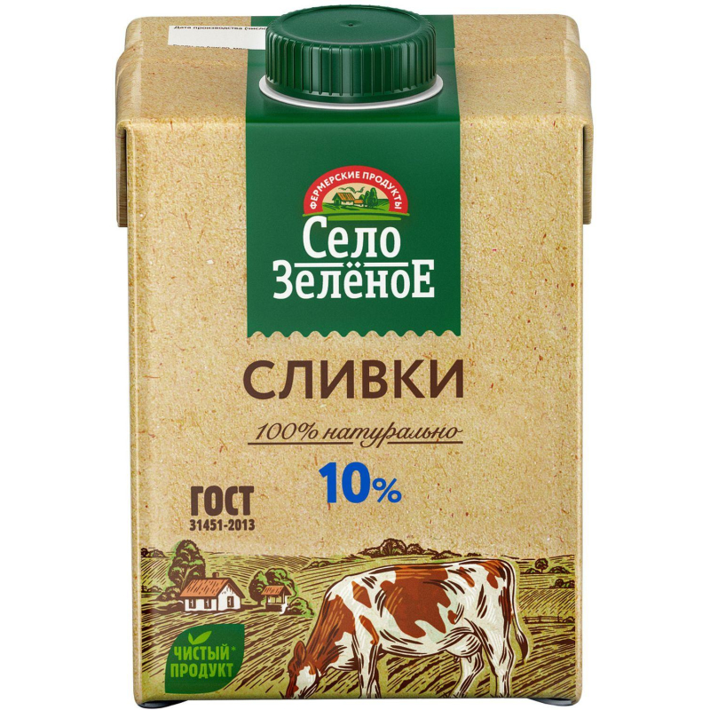 Сливки Стерил 10% 0,5кг Село Зеленое