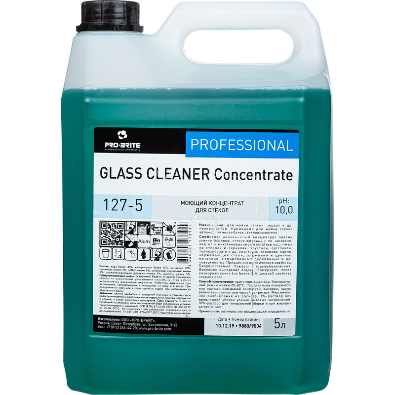 Профхим д/стекл-зеркал поверхн,конц. Pro-Brite/GLASS CLEANER Concentr.,5л
