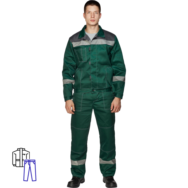 Костюм рабочий летний муж. л20-КБР зелен/сер (р.60-62) 158-164 (Арсенал-СП)