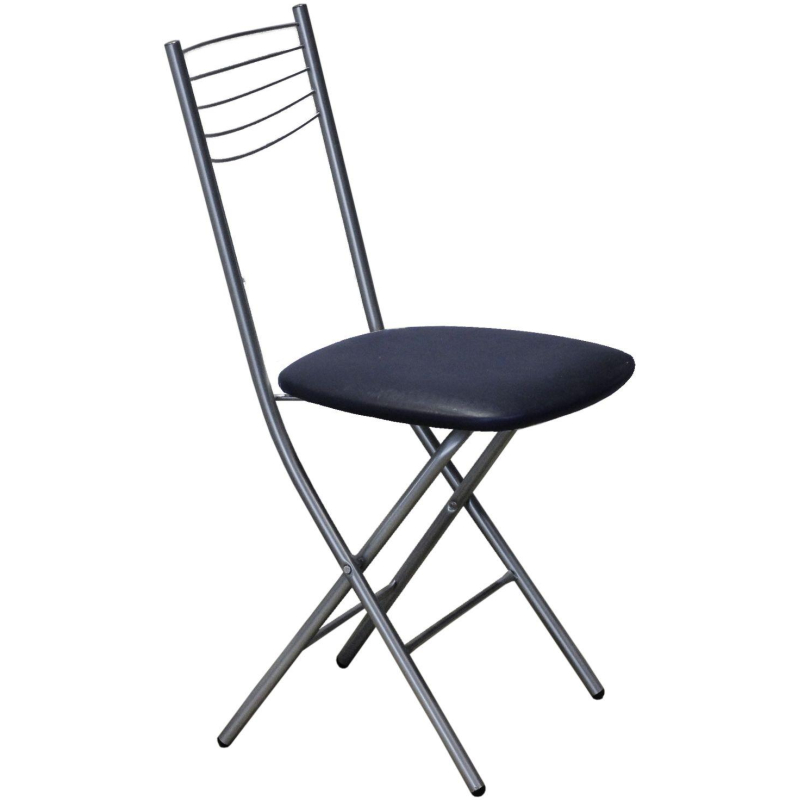 Стул для столовых Ct_Сигма-1 складн С02.00.00, к/з черн 24, карк металлик