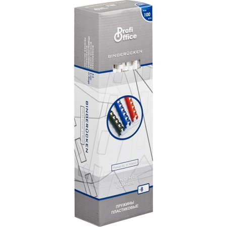 Пружины для переплета пластиковые ProfiOffice 8мм, белые 100шт/уп.