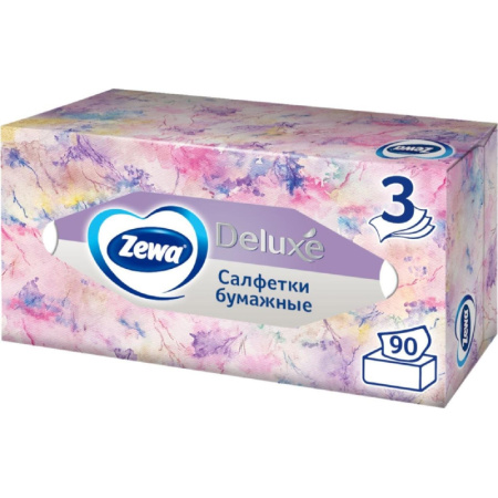 Салфетки косметические ZEWA-Deluxe 28420/3849 3-сл.90шт./уп.