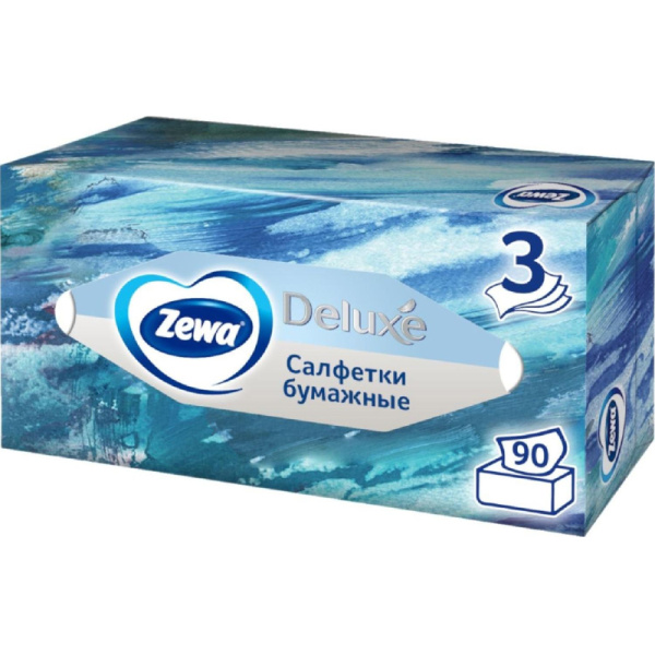Салфетки косметические ZEWA-Deluxe 28420/3849 3-сл.90шт./уп.