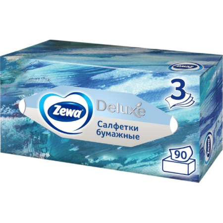 Салфетки косметические ZEWA-Deluxe 28420/3849 3-сл.90шт./уп.